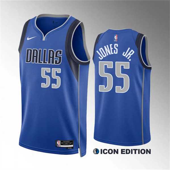 Men%27s Dallas Mavericks #55 Derrick Jones Jr Blue Icon Edition Stitched Basketball Jersey Dzhi->dallas mavericks->NBA Jersey